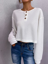 Women's Round/V Neck  Waffle Knit Tops Casual Long Sleeve Pullover Sweater Shirt Sai Feel